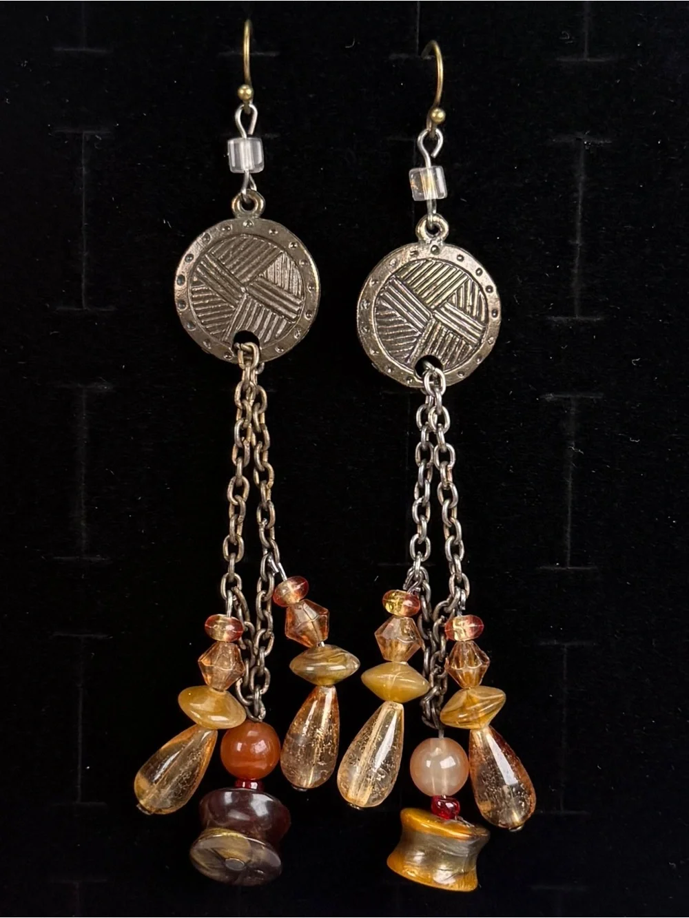 Vintage Bohemian chic long dangle pierced earrings